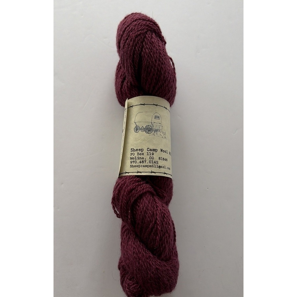 Sheep Camp Wool Mill Burgundy 100% Bluefaced Leicester Yarn 2 Ply 175 Yds Skein